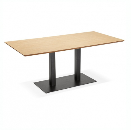 Mese de bucatarie - Masa dining/living Hugo 180x90 cm MDF lemn natur, stil industrial, picioare negre otel, DT00840NA - Kokoon