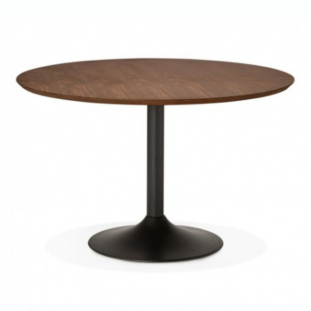 Mese de bucatarie - Masa dining/living rotunda Walter 120 cm MDF nuc, picior negru otel, DT00470WA - Kokoon