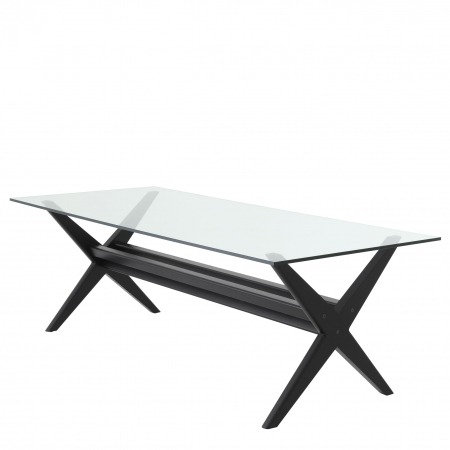 Masa dining lux Maynor 230x100 cm lemn mindi maro/negru, top sticla transparenta | Eichholtz - 114182 [6]