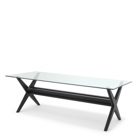 Masa dining lux Maynor 230x100 cm lemn mindi maro/negru, top sticla transparenta | Eichholtz - 114182 [5]
