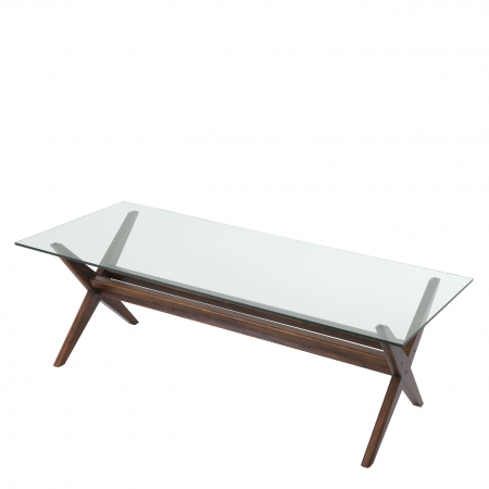 Masa dining lux Maynor 230x100 cm lemn mindi maro/negru, top sticla transparenta | Eichholtz - 114182 [2]