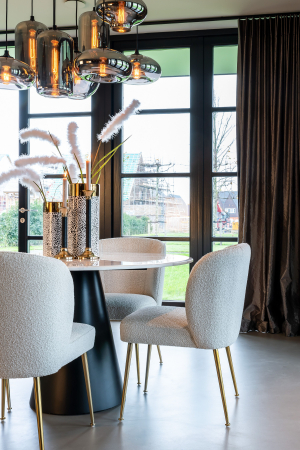 Masa dining lux rotunda Cimba, Ø 120 cm, blat marmura artificala, baza otel inoxidabil, 9915 - Richmond Interiors [4]