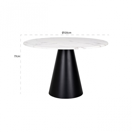 Masa dining lux rotunda Cimba, Ø 120 cm, blat marmura artificala, baza otel inoxidabil, 9915 - Richmond Interiors [2]