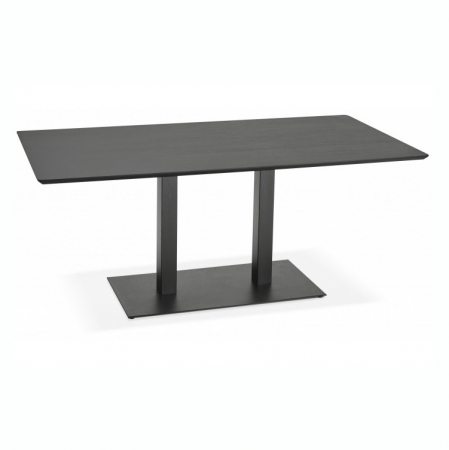 Mese de bucatarie - Masa dining neagra MDF Hugo 150x70 cm stil industrial, picioare negre otel, DT00800BL - Kokoon