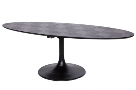 Masa dining neagra ovala lux Dora, 130/160 cm, din furnir stejar si metal, 7550 - Richmond Interiors [3]