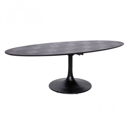 Produse - Masa dining neagra ovala lux Dora, 130/160 cm, din furnir stejar si metal, 7550 - Richmond Interiors