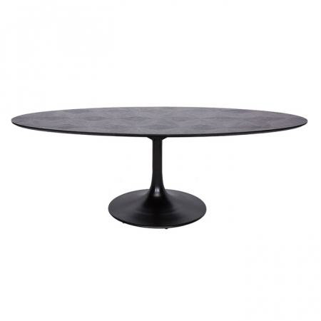 Masa dining neagra ovala lux Dora, 130/160 cm, din furnir stejar si metal, 7550 - Richmond Interiors [1]