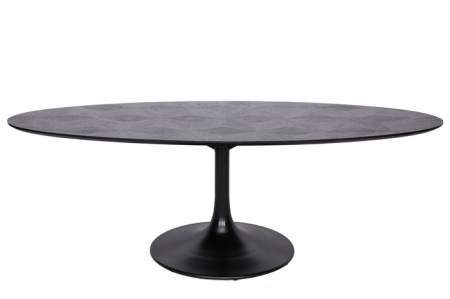 Masa dining neagra ovala lux Dora, 130/160 cm, din furnir stejar si metal, 7550 - Richmond Interiors [2]
