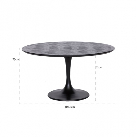 Masa dining neagra rotunda lux Dora, Ø 140 cm, din furnir stejar si metal, 7547 - Richmond Interiors [2]