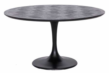 Masa dining neagra rotunda lux Dora, Ø 140 cm, din furnir stejar si metal, 7547 - Richmond Interiors [1]