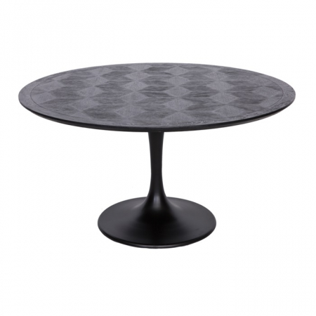 Produse - Masa dining neagra rotunda lux Dora, Ø 140 cm, din furnir stejar si metal, 7547 - Richmond Interiors