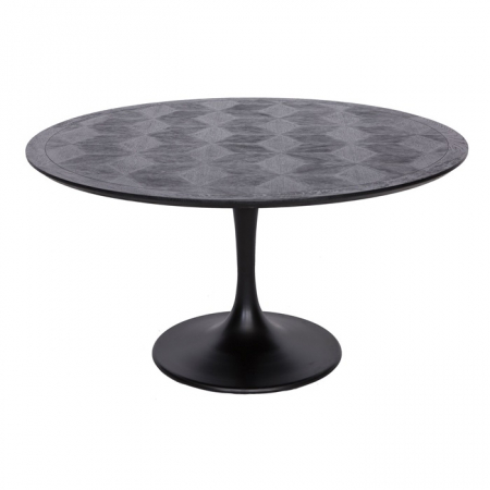 Masa dining neagra rotunda lux Dora, Ø 140 cm, din furnir stejar si metal, 7547 - Richmond Interiors [3]