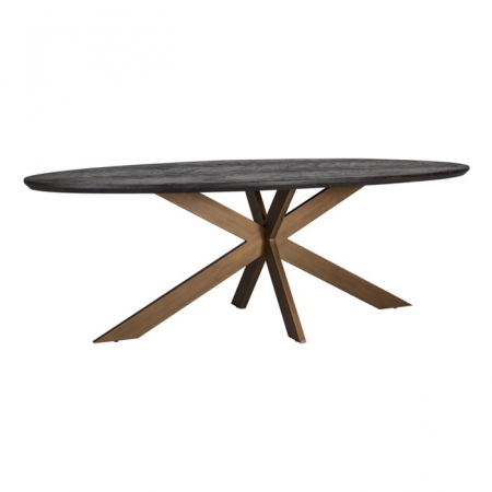 Produse - Masa dining ovala Daibi premium, 100x230 cm, blat lemn stejar _i picioare metal, 7378 - Richmond Interiors