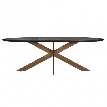 Masa dining ovala Daibi premium, 100x230 cm, blat lemn stejar _i picioare metal, 7378 - Richmond Interiors [1]