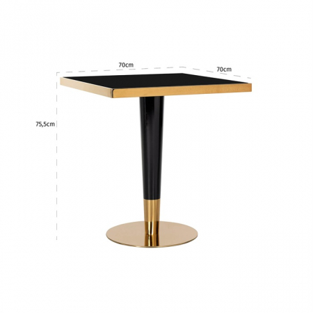 Masa dining patrata negru-auriu premium Rina, 70x70 cm, blat sticla, baza din otel inoxidabil, metal, 7222 - Richmond Interiors [3]