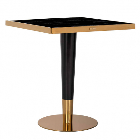 Masa dining patrata negru-auriu premium Rina, 70x70 cm, blat sticla, baza din otel inoxidabil, metal, 7222 - Richmond Interiors [5]