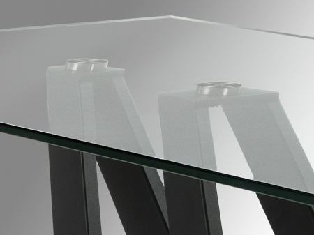 Masa dining premium Dona, 180x90 cm, baza metal, blat de sticla, 758022 - Schuller [2]
