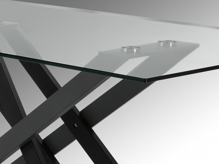 Masa dining premium Dona, 180x90 cm, baza metal, blat de sticla, 758022 - Schuller [1]