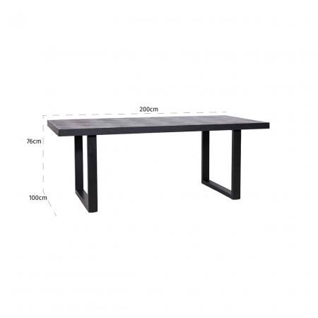 Masa dining premium stejar negru Dargo 200/230x100 cm, picioare negre metal, 7548 - Richmond Interiors [3]