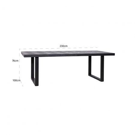 Masa dining premium stejar negru Dargo 200/230x100 cm, picioare negre metal, 7548 - Richmond Interiors [7]