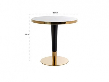 Masa dining rotunda alb-negru-auriu premium Rina, Ø 80 cm, blat marmura artificiala, baza din otel inoxidabil, metal, 7225 - Richmond Interiors [2]
