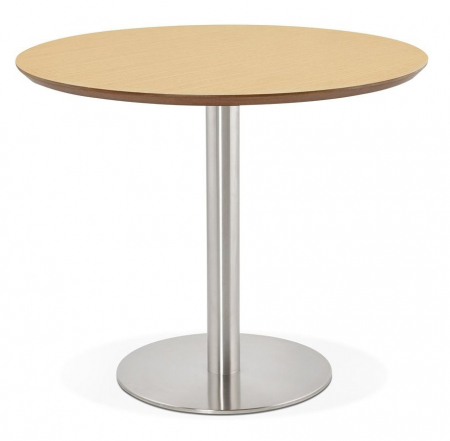 Mese de bucatarie - Masa dining rotunda Venla 90 cm MDF lemn natur, picior otel talpa subtire, DT00770NA - Kokoon