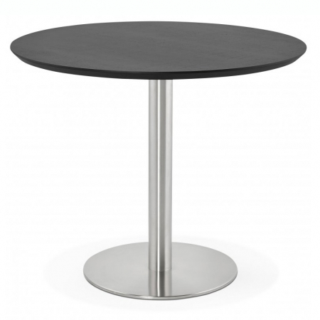 Mese de bucatarie - Masa dining rotunda Venla 90 cm MDF negru, picior otel talpa subtire, DT00760BL - Kokoon