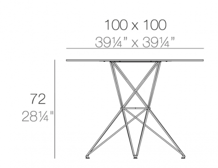 Masa exterior Faz 100x100x72 cm, model modern geometric, baza metal, 54060C BE B - Vondom [1]