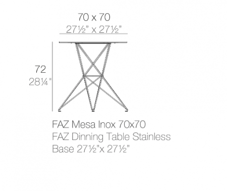 Masa exterior Faz 70x70x72 cm, model modern geometric, baza metal, 54058CB - Vondom [1]