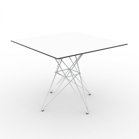 Mese exterior - Masa exterior Faz 100x100x72 cm, model modern geometric, baza metal, 54060C BE W - Vondom