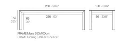Masa exterior Frame 250x100x74 cm, blat HPL, picioare aluminiu, 54247F BE B - Vondom [1]
