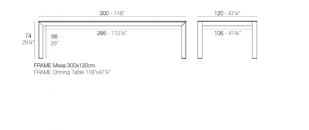 Masa exterior Frame 300x120x74 cm, blat HPL, picioare aluminiu, 54242F BE W - Vondom [2]