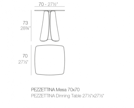Masa exterior iluminare LED Pezzettina 70x70x73 cm polipropilena, design modern, 56012 - Vondom [1]