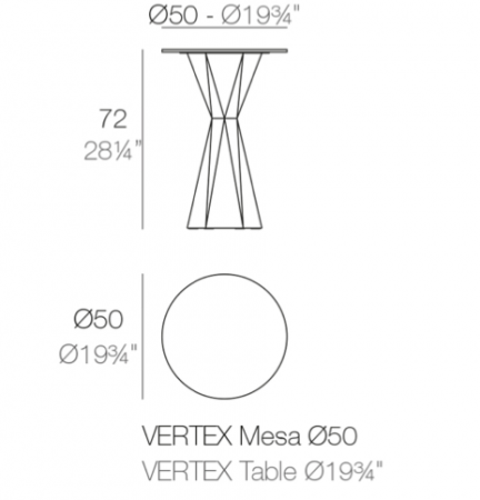 Masa exterior iluminare LED Vertex Ø50x72 cm picior polipropilena, blat HPL, 51017 - Vondom [9]