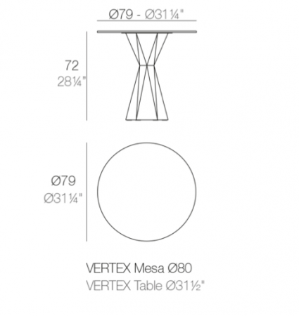 Masa exterior iluminare LED Vertex Ø79x72 cm picior polipropilena, blat HPL, 51019 - Vondom [9]