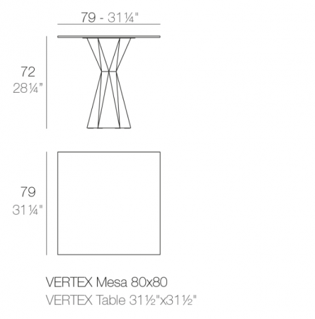 Masa exterior iluminare LED Vertex 79x79x72 cm picior polipropilena, blat HPL, 51019C - Vondom [1]