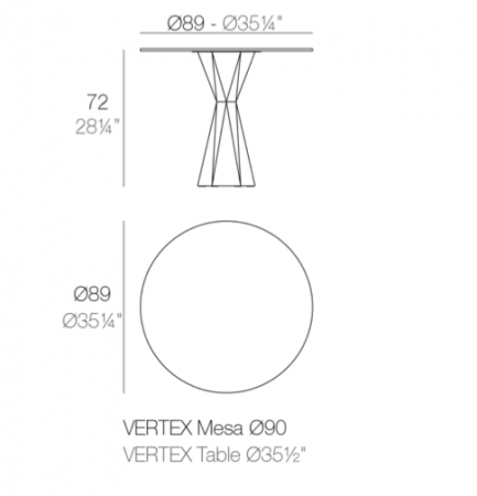 Masa exterior iluminare LED Vertex Ø89x72 cm picior polipropilena, blat HPL, 51018 - Vondom [9]