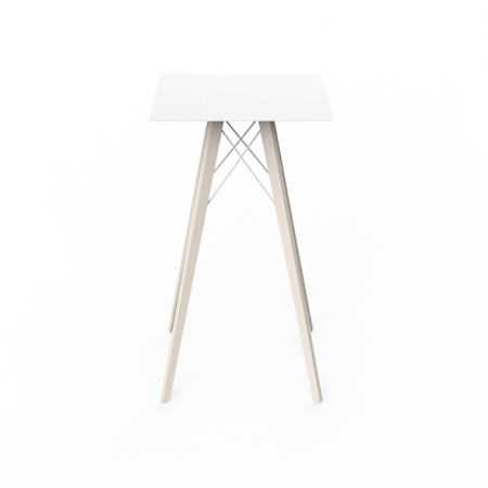 Mese exterior - Masa exterior inalta Faz 60x60x105 cm, blat HPL/DEKTON®, picioare lemn, 54317 BE W - Vondom