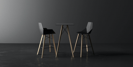 Masa exterior inalta Faz 60x60x105 cm, blat HPL/DEKTON®, picioare lemn, 54317 BE W - Vondom [4]