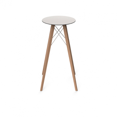 Masa exterior inalta rotunda Faz Ø50x105 cm, blat HPL/DEKTON®, picioare lemn, 54316M KELYA - Vondom [2]