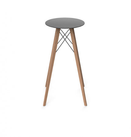 Masa exterior inalta rotunda Faz Ø50x105 cm, blat HPL/DEKTON®, picioare lemn, 54316M KELYA - Vondom [1]