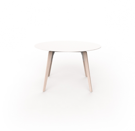 Mese exterior - Masa exterior rotunda Faz Ø120x74 cm, blat HPL/DEKTON®, picioare lemn, 54323 BE W - Vondom