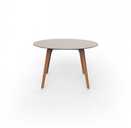 Masa exterior rotunda Faz Ø120x74 cm, blat HPL/DEKTON®, picioare lemn, 54323 BE W - Vondom [2]