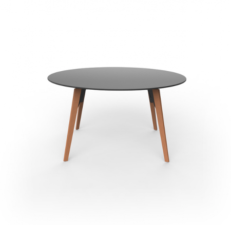 Masa exterior rotunda Faz Ø140x74 cm, blat HPL/DEKTON®, picioare lemn, 54324 BE W - Vondom [1]