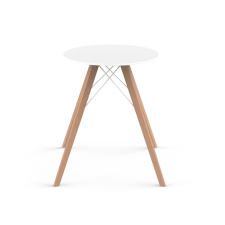 Mese exterior - Masa exterior rotunda Faz √∏60x74 cm, blat HPL/DEKTON®, picioare lemn, 54310 BE W - Vondom