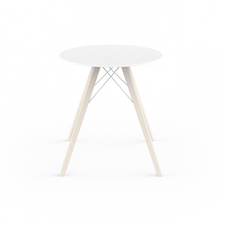 Mese exterior - Masa exterior rotunda Faz √∏70x74 cm, blat HPL/DEKTON®, picioare lemn, 54312 BE W - Vondom