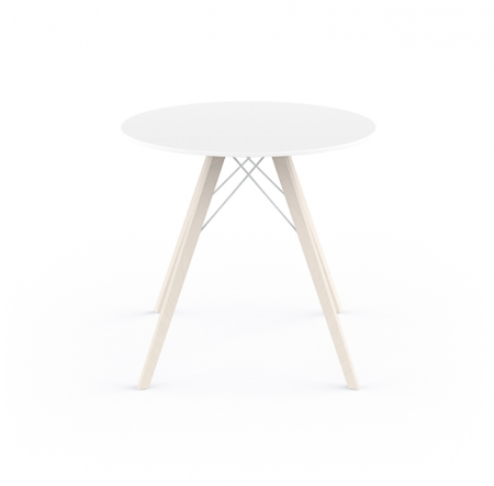 Mese exterior - Masa exterior rotunda Faz √∏80x74 cm, blat HPL/DEKTON®, picioare lemn, 54314 BE W - Vondom