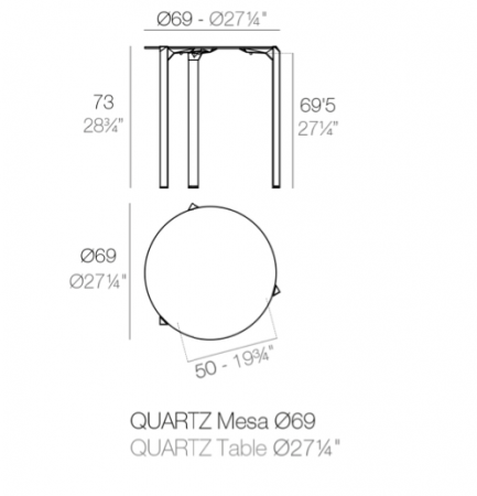 Masa exterior rotunda Quartz Ø 69 cm HPL alb/negru/ecru, 54199 BE B - Vondom [2]