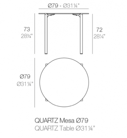 Masa exterior rotunda Quartz Ø 79 cm HPL alb/negru/ecru, 54218 BE E - Vondom [2]