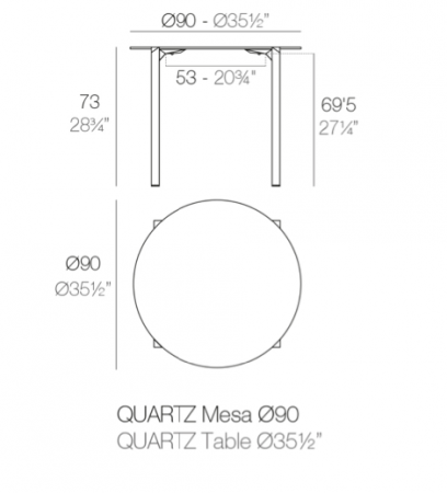 Masa exterior rotunda Quartz Ø 90 cm HPL alb/negru/ecru, 54201 BE W - Vondom [2]